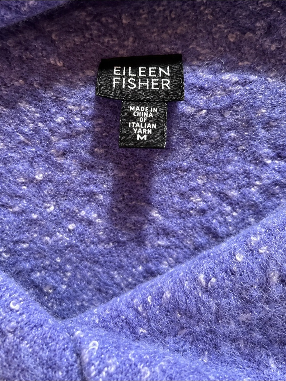 Eileen Fisher Lavender Bouclé Wool-Blend Cowl Sweater So warm! - Picture 2 of 4